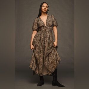 NWT Anthropologie Leopard Print Maxi Dress
